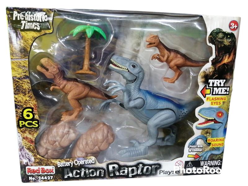 Set de Dinosaurios  Acción Raptor con Luz y Sonido 3a+