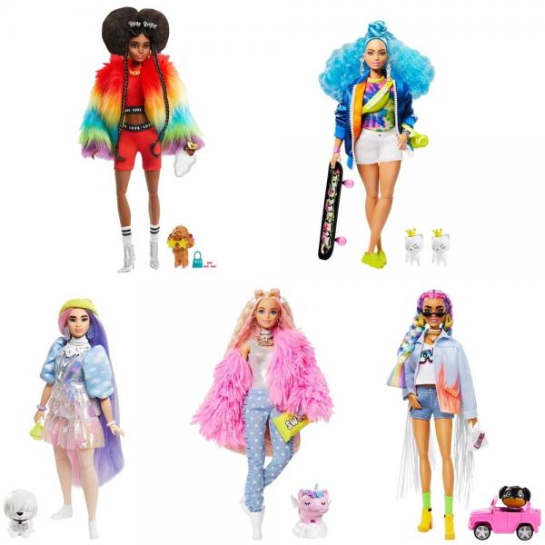 Muñeca Barbie Extra con Mascota y Accesorios c/Estilo S/3 3a+