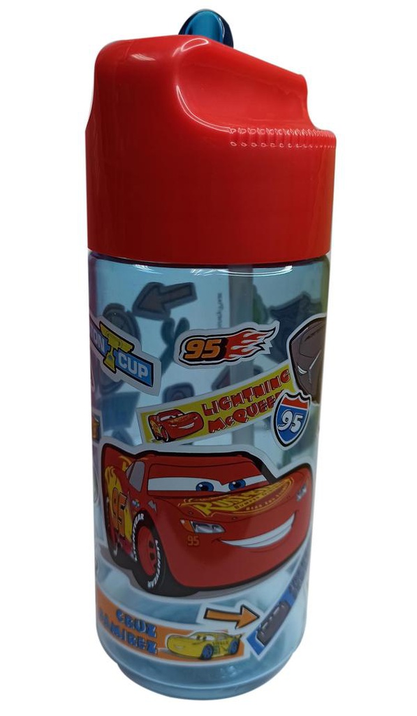 Botella Cars con Tapa y Pajilla 430ml