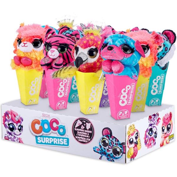 Peluches Coco Surprise Conos Neón Display/12  Surt/6 3a+