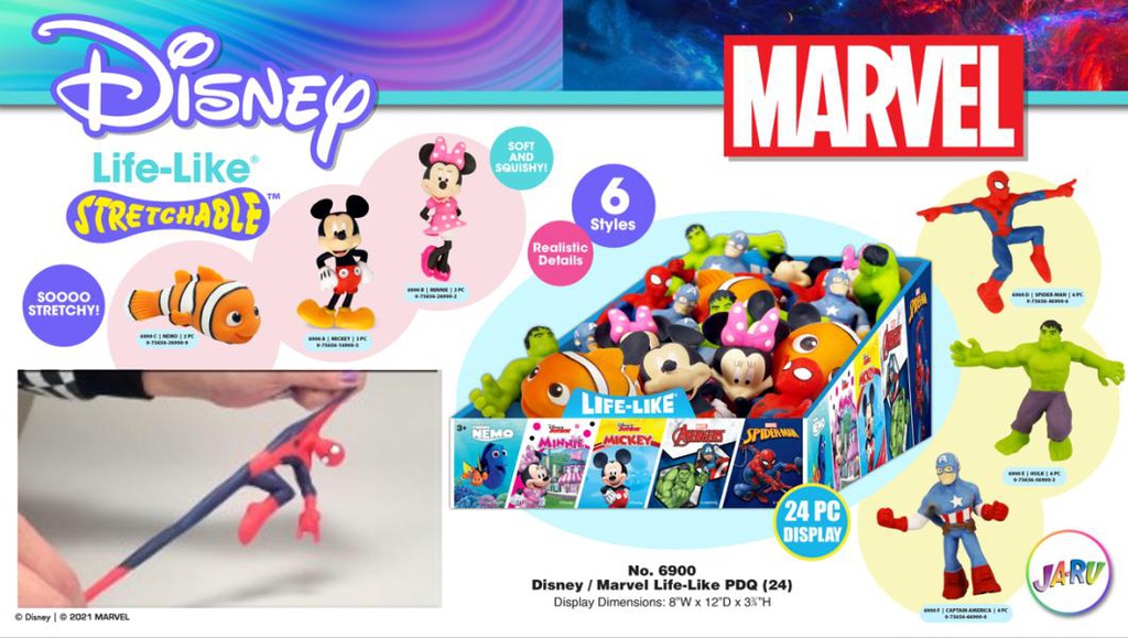 Figuras Estirables de Disney y Marvel Displ/24 Surtido 3a+ (6900A-B-C-D-E-F)