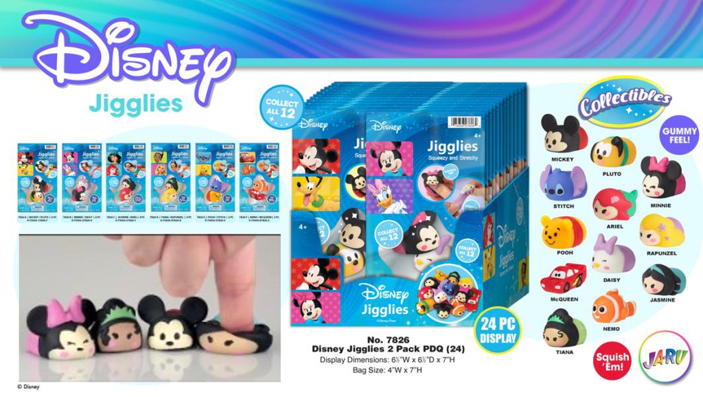 Mini Figuras Squeezy Elástica de Disney  Display/24 Surt/6 4a+ (7826A-B-C-D-E-F)