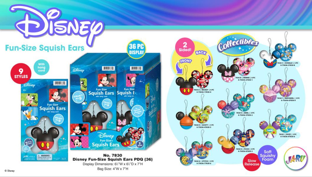 Llaveros de Espuma de Disney Displ/36  Surtido 4a+ (7830A-B-C-D-E-F-G-H-I)