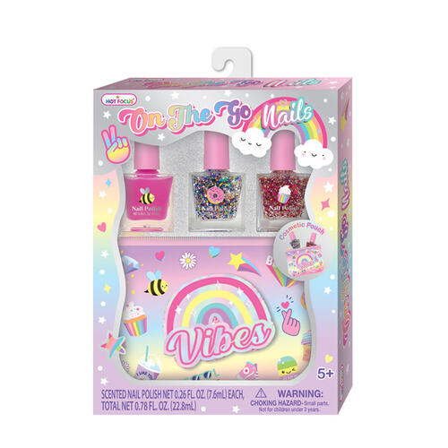 Set de 3 Esmaltes Perfumados a Base de Agua C/ Bolsa de Viaje de Arcoiris   5a+