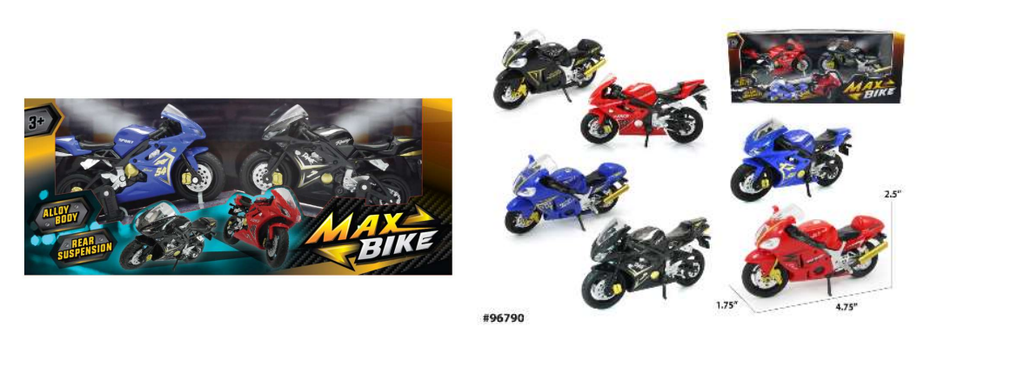 Motocicleta 1:18 Max Bike Set/2 Surt/3 3a+