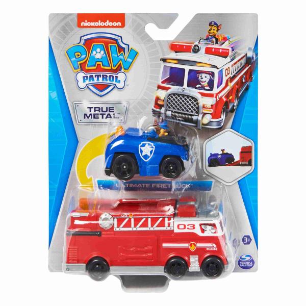 Vehiculo Paw Patrol Metalico Set/2 Ultimate Firetruck 3a+