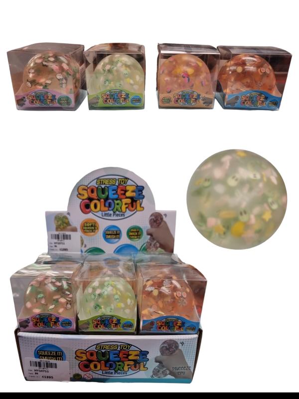 Bola Suave Transparente con Figuras Squeeze  de Apretar S/4 Displ/12