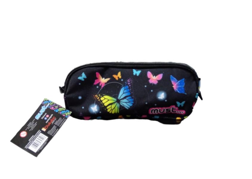 Cartuchera Must Energy 21X6X9  de Mariposas con 2 Zippers  3a+