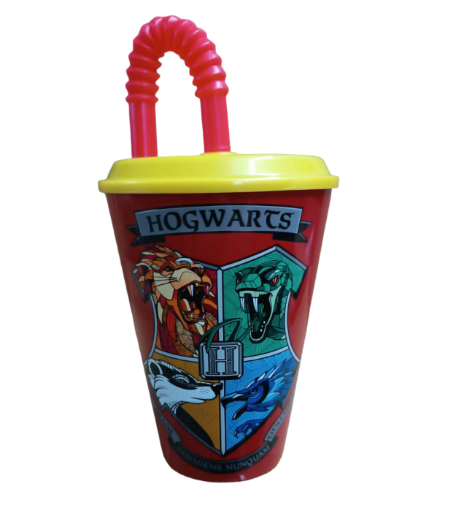 Vaso con Pajilla  Harry Potter  Escudos de Hogwarts