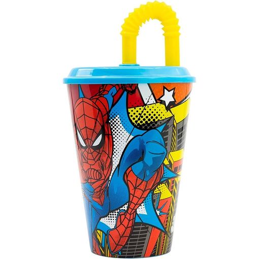 Vaso con Pajilla de Spider-Man 430ml