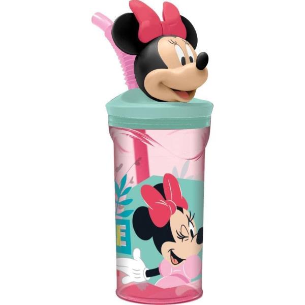 Vaso con Tapa 3D de Minnie Mouse 360ml