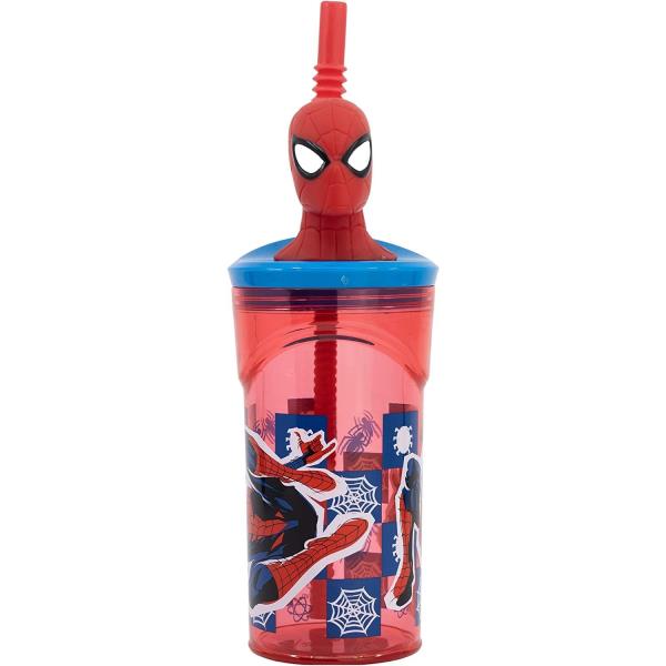 Vaso con Tapa 3D de Spider-Man 360ml