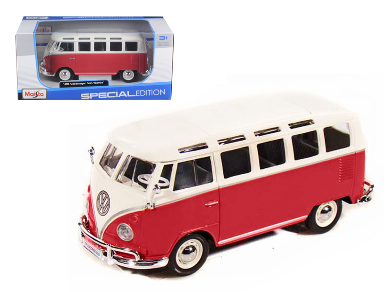 Carro Volkswagen Van &quot;Samba&quot; Rojo Esc:1:25 3a+(319566)