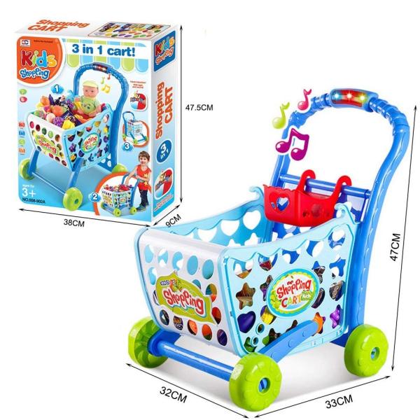 Carrito de Compras 3en1 Celeste con Luz y Sonidos 3a+ (202121)