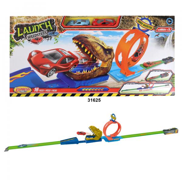 Pista de Carros Launch Speedsters de Dinosaurio 3a+