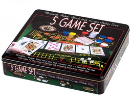 [NN10230] Juego de Mesa Set de 5 Juegos Caja Metálica