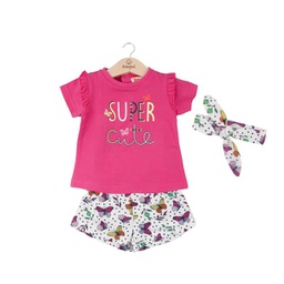 [BBL1310106M] Conjunto de 2 Piezas + Cinta de Mariposas Fucsia Blusa y Short 6m (633094)