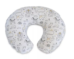 [BP389913] Almohada para Lactancia Blanca con Animales de la Selva 0-12m