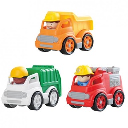 [PG9413] Mini Camiones con Figuras Set de 3 24m+